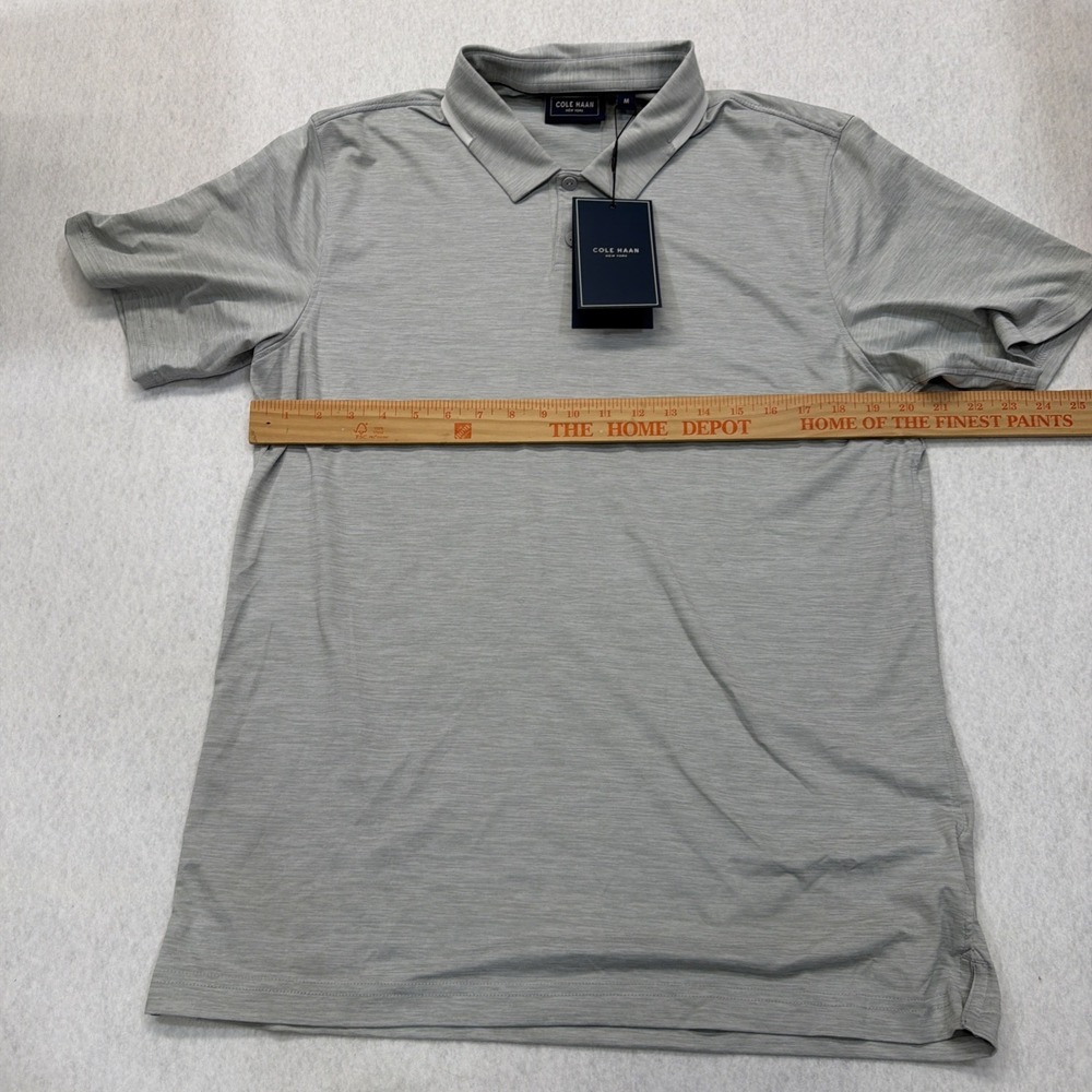 Cole Haan Founders Polo Shirt Mens Medium Grey Space Dye Tipped CHMPOLO_04 NWT - Picture 6 of 14